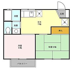 コスモクレール2 2DKの間取図画像