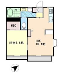 メゾン若葉 1LDKの間取図画像