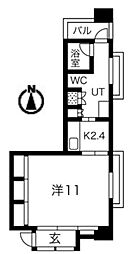 シティコート目黒3号棟 3階1Kの間取り