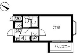 スカイコート矢部2 1Kの間取図画像