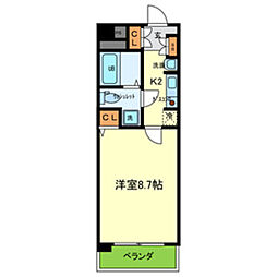 SAN・SIRO 3階1Kの間取り