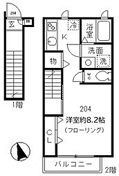マグノリア 2階1Kの間取り