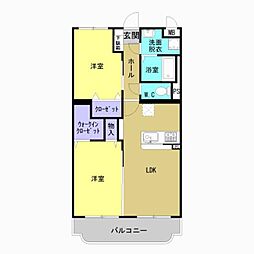 ユーミールグランＩＩ 2階2LDKの間取り