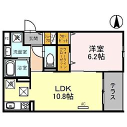 Osaka Metro今里筋線 清水駅 徒歩5分の賃貸アパート 2階1LDKの間取り