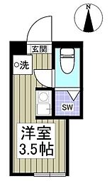 サークルハウス舎人弐番館 1階ワンルームの間取り