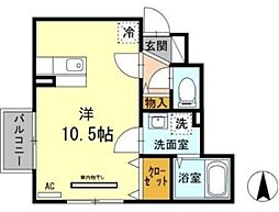ラ・グラシューズ 1階ワンルームの間取り