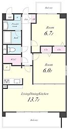 M'sSQUARE 2LDKの間取図画像