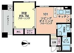 フジビューハイツ菊名弐番館 1LDKの間取図画像