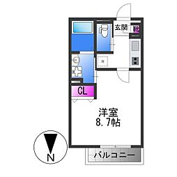 KTIレジデンス弥刀 3階1Kの間取り