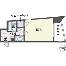 ソレアード赤坂 1Kの間取図画像
