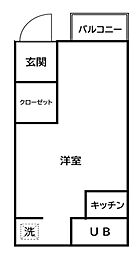 ＴＲＩ ＴＲＥＥ 1階ワンルームの間取り