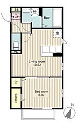 クレール 1階1LDKの間取り