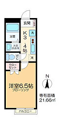 アーカスＫ VI 1階1Kの間取り