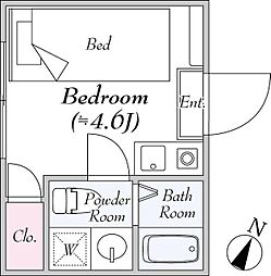 リヨンドール東池袋 2階ワンルームの間取り