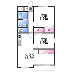 ヴィラロイヤル二色浜 1階2LDKの間取り