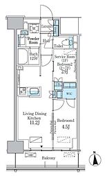 JR総武線 大久保駅 徒歩6分の賃貸マンション 2階2LDKの間取り
