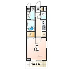 クレール摩耶 1Kの間取図画像