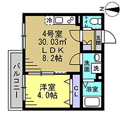 千葉市中央区今井3丁目アパート 1LDKの間取図画像