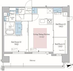 アーバネックス北上野 11階3LDKの間取り