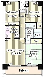 クリケットヒル富ヶ谷 2階3LDKの間取り