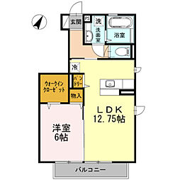 京王相模原線 南大沢駅 徒歩15分の賃貸アパート 1階1LDKの間取り