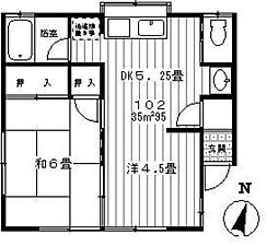 コーポ扇 1階1LDKの間取り