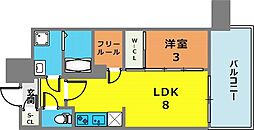 アドバンス三宮パルマ 15階1SLDKの間取り