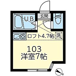 ユナイト鶴見クッキー・アン ワンルームの間取図画像