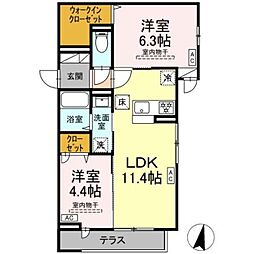ラヴェンナ 2LDKの間取図画像