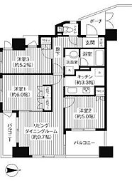 コスモ白金シティフォルム 3LDKの間取図画像