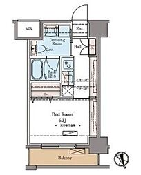 ラグゼナ北千住 10階1Kの間取り