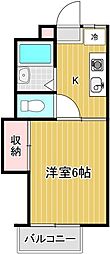 第2コーポ竹泉 1Kの間取図画像