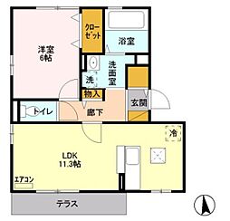 プリマヴェーラ 1LDKの間取図画像