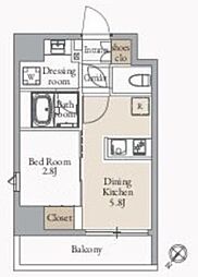 JMFレジデンス蔵前二丁目 5階1DKの間取り