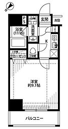 プレール・ドゥーク板橋 1Kの間取図画像