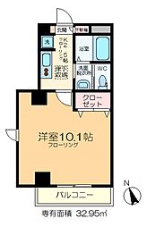 アール 1Kの間取図画像