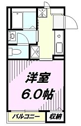 JR中央線 八王子駅 徒歩4分の賃貸マンション 1階1Kの間取り