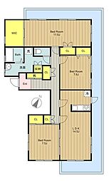 エスポアールアオキ 3階3SLDKの間取り