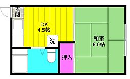 金杉コーポ 1DKの間取図画像