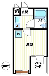 セントヒルズ国立 4階1Kの間取り