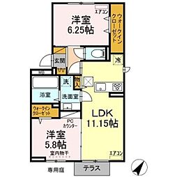 リビングタウン春日 1階2LDKの間取り