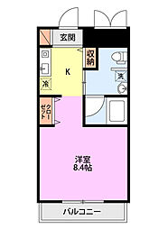 JR越後線 白山駅 徒歩28分の賃貸マンション 10階1Kの間取り