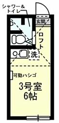 ユナイト上末吉ゴルドベルガー ワンルームの間取図画像