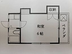 ジーアイハウス日の出B 2階1Kの間取り