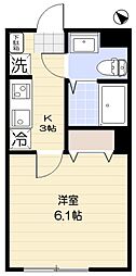 エクセラン北浦和 1Kの間取図画像