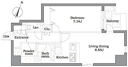 レジディア東麻布 8階1LDKの間取り