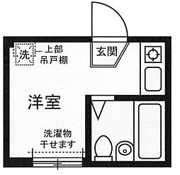 ライフピア松ノ木A棟 1階ワンルームの間取り