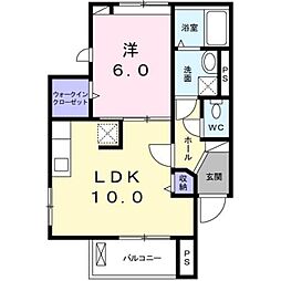 グリシーヌ 1LDKの間取図画像