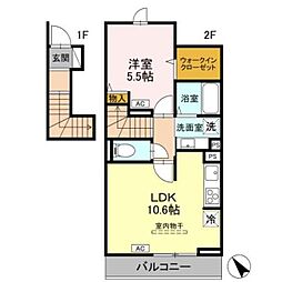 D-ROOM甲州街道 2階1LDKの間取り