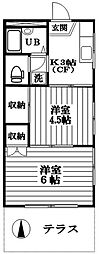 スズキハイツ 1階2Kの間取り